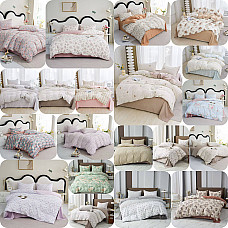 Опт Комплект постільної білизни Євро розмір «L&M Home Textiles» мокра бавовна (мікс квіткових принтів) на opt7km.net.ua
