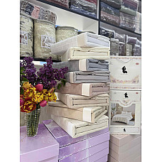 Опт Комплект постільної білизни преміум Півтораспальний «L&M Home Textiles» жакард муслін + сатин (з подарунковим пакетом, мікс кольорів) на opt7km.net.ua