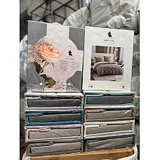 Опт Комплект постільної білизни Двоспальний «L&M Home Textiles» мокра бавовна (мікс квіткових принтів) на opt7km.net.ua