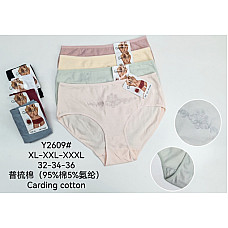 Труси жіночі Gerrikoll Y2609# розміри XL, XXL, XXXL бавовна спандекс з вишивкою гуртом