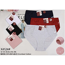 Труси жіночі батальні X4124# розміри XL, XXL, XXXL бавовна спандекс з мереживом гуртом