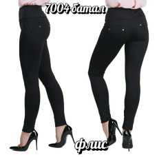 Жіночі утеплені лосіни (легінси) БАТАЛ (Модель 7004). ЗИМА. Мікродайвінг на ФЛІСІ. Розмірний ряд 50–56. Чорний колір. ОПТ: пачка 4 шт. Opt7km.