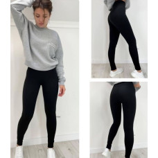 Жіночі утеплені легінси (лосини) БАТАЛ (Модель 7000). ЗИМА. Мікродайвінг на ФЛІСІ. Розмірний ряд 50–56. Чорний колір. ОПТ: пачка 4 шт. Opt7km.