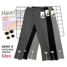 Дитячі зимові лосини A640-4. На хутрі, рубчик, низ прикрашений бантиком. Розміри 65/70/75/80.