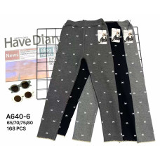 Дитячі зимові лосини A640-6. Рубчик, на хутрі, з візерунком бантиків. Розміри 65/70/75/80.