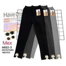 Дитячі теплі лосини A652-3. Рубчик, зима, на хутрі. З бантиком унизу.