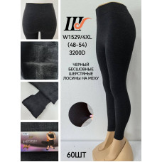 Жіночі безшовні лосини W1529/4XL. Чорні, шерстяні, на хутрі. Розміри 48–54.