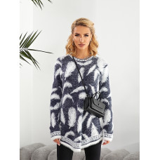 Жіноча тепла туніка (светр) "Травка". Універсал 48–50. Зимова, пухнаста. Кольори: синій, чорний, зелений. ОПТ: пачка 5 шт. Opt7km.