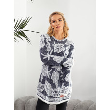 Жіноча тепла туніка (светр) "Травка". Універсал 48–50. Зимова, пухнаста. Кольори: синій, чорний, зелений. ОПТ: пачка 5 шт. Opt7km.