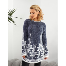 Жіноча тепла туніка (светр) "Травка". Універсал 48–50. Зимова, пухнаста. Кольори: синій, чорний, зелений. ОПТ: пачка 5 шт. Opt7km.