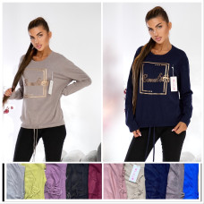 Жіноча кашемірова кофта (светр) Батал Універсал 50–54. Декор горизонтальними смугами стразів/паєток. На зав'язці. Мікс кольорів. ОПТ: пачка 10 шт. Opt7km.