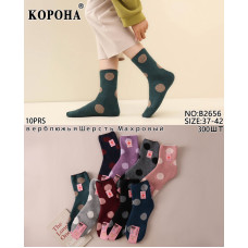 Жіночі теплі шкарпетки КОРОНА® (B2656) Верблюжа шерсть. Махрові, Горошок. Розмір 37-42. ОПТ: пачка 10 пар. Opt7km.