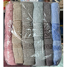 Набір махрових рушників для обличчя 6 шт., 50х100 см, бавовна, колір мікс, висока щільність, м'яка текстура, опт