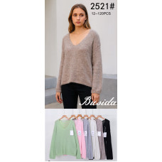 Жіночий светр Busida 2521#. Глибокий V-подібний виріз, м’який кашемір. Легка та комфортна модель для щоденного носіння. Партія від 12 до 120 шт, різні кольори.