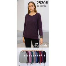 Жіночий светр Busida 2530#. Декор із блискучими стразами, круглий виріз, довгий рукав із манжетами. Партія від 10 до 120 шт, різні кольори.