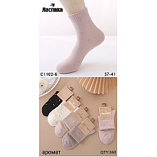 Жіночі короткі парфумовані шкарпетки Ластівка «Аромат» у рубчик, код C1101-1, розмір 37-41