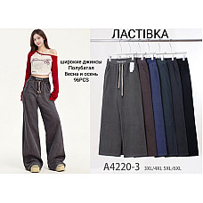 Широкі жіночі джинси Ластівка А4220-3, палаццо, весна-осінь, розміри 3XL-6XL (Напівбатал), асорті кольорів, опт