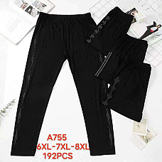 Жіночі штани Золото А755, батал весна, розміри 6XL-8XL, чорні, декор стрази, опт