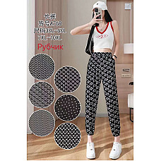 Жіночі штани Золото А768, рубчик, весна, розміри 3XL-10XL, асорті принтів, опт