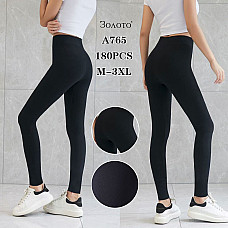 Жіночі лосини Золото А765, весна, розміри M-3XL, чорні, ростовка 6 шт. (ящик 180 шт.), опт