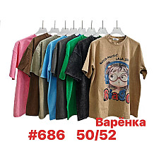 Жіноча футболка , ефект "варьонка" розмір 50-52, бавовна, опт