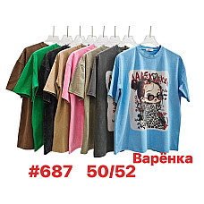 Жіноча футболка , ефект "варьонка" розмір 50-52, бавовна, опт