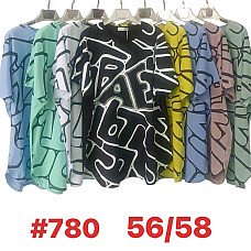 Жіноча футболка  подовжена, принт , розмір 56-58, бавовна, опт