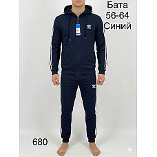 Чоловічий спортивний костюм батал Adidas 56-64 Модель 680 (Синій / Графік)