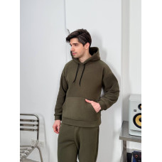 Чоловічий костюм 05318 GR із подвійним капюшоном. Двошаровий щільний фліс — теплий і практичний, не скочується та не зминається. Кольори: хакі, синій, чорний. Розміри: 54-56,58-60: