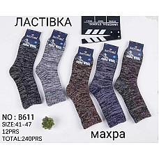 Чоловічі шерстяні махрові шкарпетки Ластівка Natural Wool теплі 41-47 B611 (від 12 шт)