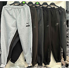 Штани спортивні чоловічі теплі брендові в асортименті Puma / New Balance / Nike (46-54 рр.) турецький трикотаж на флісі