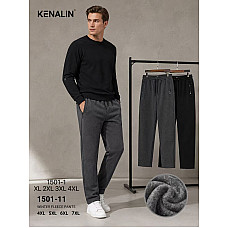 Штани спортивні чоловічі теплі Kenalin прямі на флісі (байка) XL-4XL