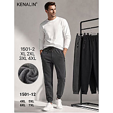 Штани спортивні чоловічі теплі Kenalin з манжетами на флісі (байка) XL-4XL