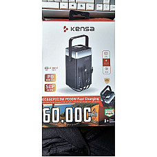 Повербанк Kensa 60000mAh, швидка зарядка PD 30W / SCP 22.5W, вбудовані кабелі та LED-дисплей