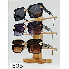 Жіночі сонцезахисні окуляри Gucci style, арт. 1306, декор GG, асорті кольорів, опт