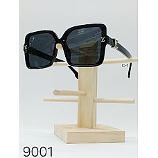 Жіночі сонцезахисні окуляри LV style, арт. 9001, сріблястий декор, чорні, опт