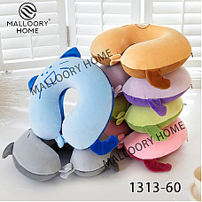 Подушка-рогалик дорожня (дитяча/доросла), індивідуальна упаковка, мікс кольорів, опт