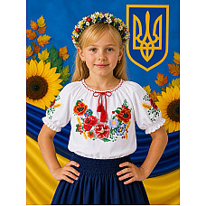 Блузка для дівчинки, тканина поплін, розміри 122-146