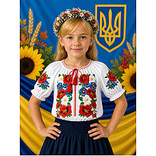 Блузка для дівчинки, тканина поплін, розміри 122-146