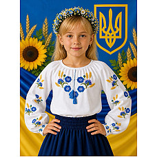 Блузка для дівчинки, тканина поплін, розміри 122-146