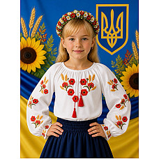 Блузка для дівчинки, тканина поплін, розміри 122-146