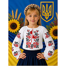 Блузка для дівчинки, тканина поплін, розміри 122-146