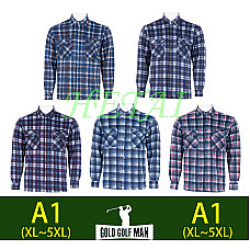 Сорочка чоловіча флісова в клітинку Gold Golf Man на блискавці (код A2) XL-5XL (ростовка 5 шт. мікс кольорів)