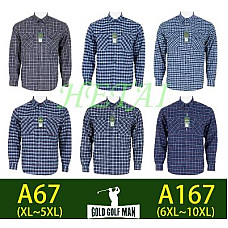 Сорочка чоловіча бавовняна в клітинку Gold Golf Man батал (код А 67) тонкий ХБ XL-5XL (ростовка 5 шт.