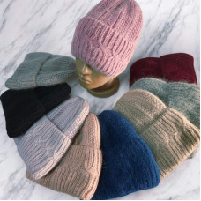 ОПТ! Шапка Жіноча Зимова В'язана (Ангора на Флісі) Тепла 56-58