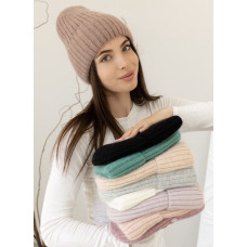 ОПТ! Шапка Жіноча Зимова В'язана (Ангора на Флісі) Тепла 56-58