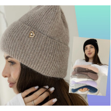 ОПТ! Шапка Жіноча Зимова В'язана (Ангора на Флісі) Тепла 56-58