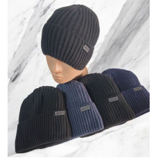 ОПТ! Шапка Унісекс В'язана в Рубчик SPORT на Флісі Зимова 55-57