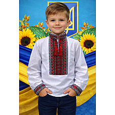 Вишиванка для хлопчика (Садочок), тканина поплін, розміри 98-122