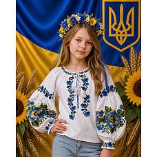 Блуза для дівчинки (підліткова), натуральне домоткане полотно, 9-14 років